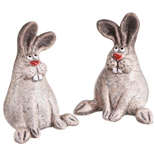 Floristik24 Zajączek Wielkanocny Ceramiczny Zabawny Dekoracyjny Królik Brązowy W7cm 6 szt