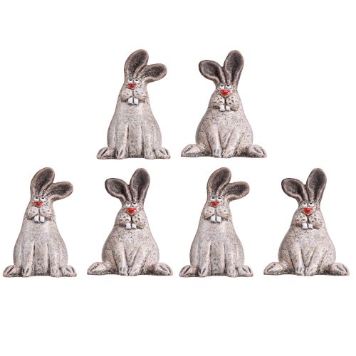 Floristik24 Zajączek Wielkanocny Ceramiczny Zabawny Dekoracyjny Królik Brązowy W7cm 6 szt
