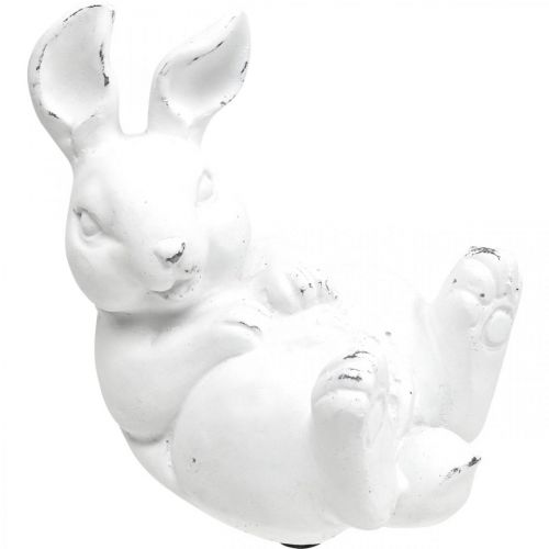 Zajączek w stylu vintage królik leżący biały ceramiczny 12,5 × 8 × 14 cm