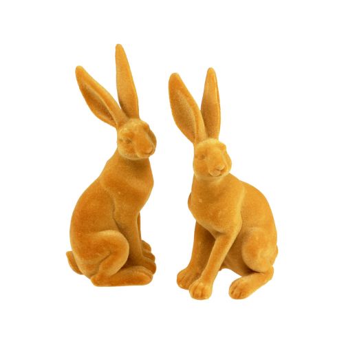 Zając Wielkanocny Dekoracyjna Figurka Królika Wielkanocne Żółte Curry W12,5cm 2 szt