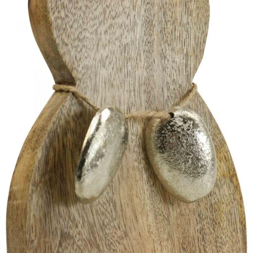 Produkt Drewniany zajączek wielkanocny z metalowymi jajkami, dekoracja stołu wielkanocnego W31cm