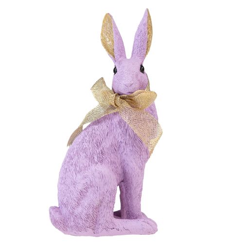 Floristik24 Dekoracja zajączka wielkanocnego Fioletowo-złota postać królika siedzącego Dekoracyjna figura wys. 25cm