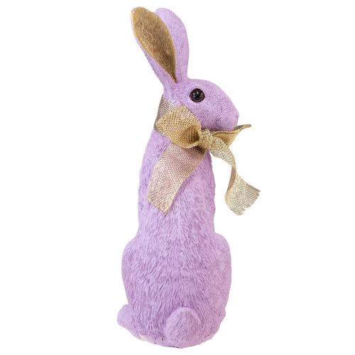 Floristik24 Dekoracja zajączka wielkanocnego Fioletowo-złota postać królika siedzącego Dekoracyjna figura wys. 25cm