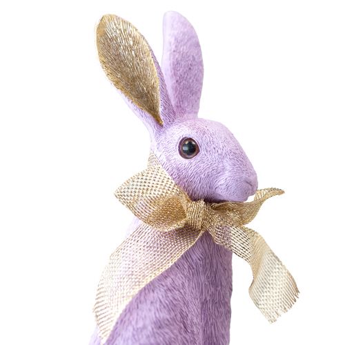 Floristik24 Dekoracja zajączka wielkanocnego Fioletowo-złota postać królika siedzącego Dekoracyjna figura wys. 25cm