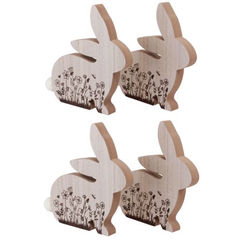 Produkt Zajączki wielkanocne zajączki drewniane siedzące naturalny brąz 18,5×18cm 4 szt
