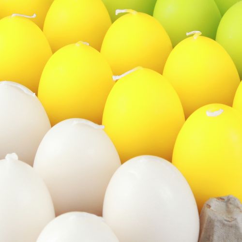 Produkt Świece wielkanocne świece jajeczne zielone pomarańczowe białe H6cm Ø2,5cm 30szt