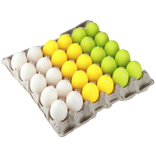 Produkt Świece wielkanocne świece jajeczne zielone pomarańczowe białe H6cm Ø2,5cm 30szt