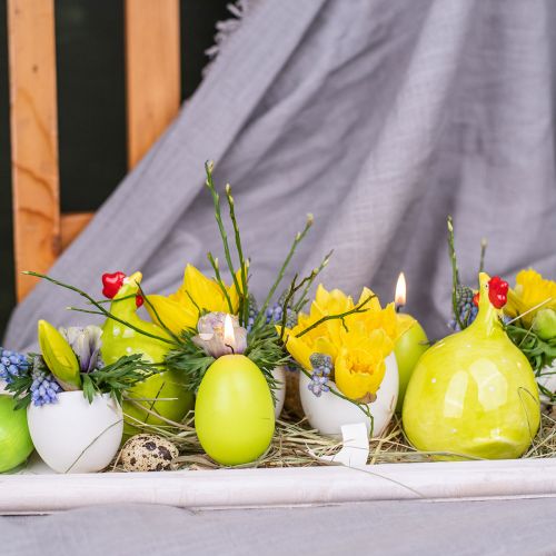 Floristik24 Świece wielkanocne jajko, świece jajeczne Wielkanocna limonka Ø4,5cm W6cm 6szt