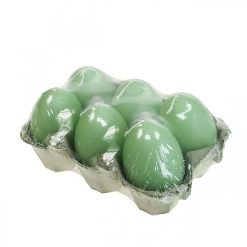 Floristik24 Świece wielkanocne jajko, świece jajko Wielkanoc zielone Ø4,5cm W6cm 6szt