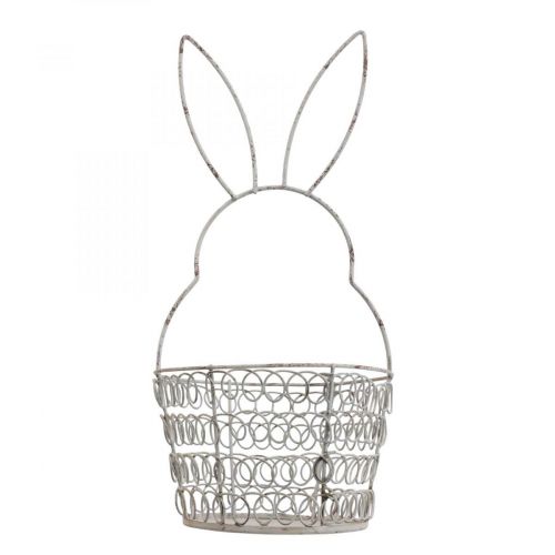 Floristik24 Kosz wielkanocny Kosz druciany Zając wielkanocny Shabby Ø12cm W26,5cm