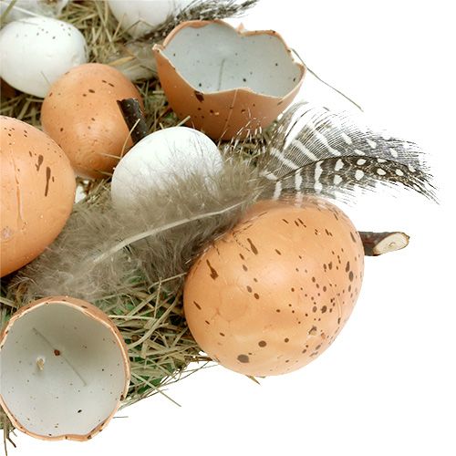 Floristik24 Wianek Wielkanocny z Jajkami Ø24cm Nature, Biały