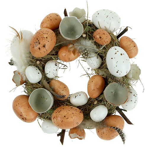 Floristik24 Wianek Wielkanocny z Jajkami Ø24cm Nature, Biały