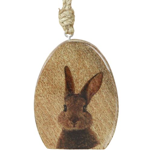 Floristik24 Zawieszka wielkanocna Króliczek w jajku Drewno Juta Naturalne 8x10,5cm 4szt