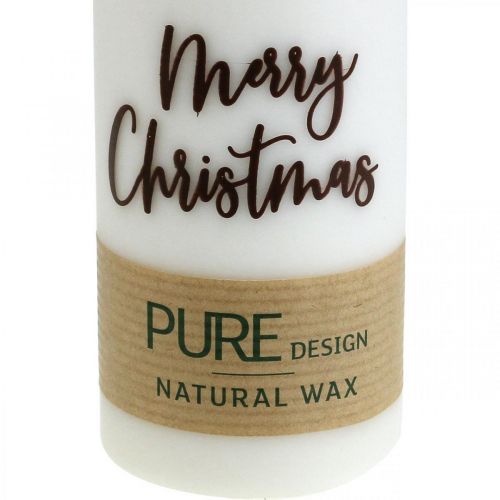 Floristik24 Świece filarowe PURE Merry Christmas 130/60mm wosk biały 4szt