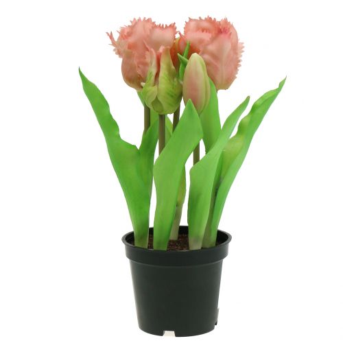 Floristik24 Tulipan papuzi Real Touch w doniczce różowy 23cm