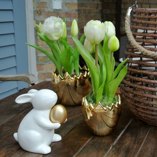 Floristik24 Tulipan papuzi w doniczce White Real Touch 23cm