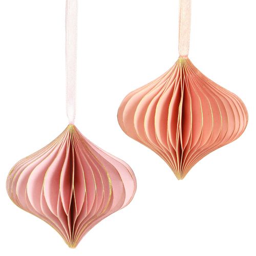 Produkt Ozdoby świąteczne papierowe cebula różowa morela Ø8cm 4 szt
