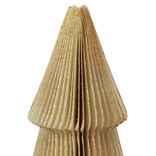 Floristik24 Papierowa choinka Papierowa choinka kremowa, złota W60cm