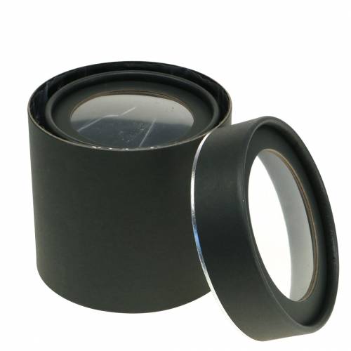 Produkt Pudełko na kwiaty okrągłe kartonowe czarne, srebrne Ø10/12cm, zestaw 2 szt