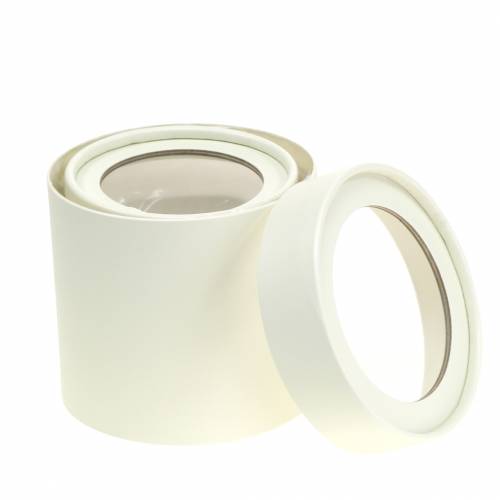 Produkt Pudełko na kwiaty okrągłe, kartonowe, kremowe Ø10/12cm, zestaw 2 szt