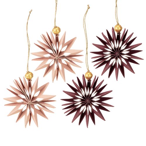 Produkt Gwiazdki papierowe, bordowy róż, do zawieszenia, Ø10cm, 4 sztuki