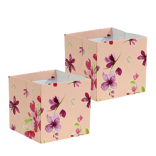 Floristik24 Torba papierowa 10,5cm x 10,5cm różowa z wzorem 8szt.