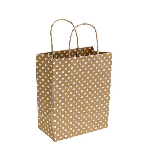 Floristik24 Torba papierowa kropki 20cm x25cm natura 6szt.