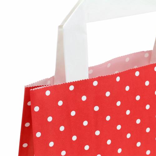 Floristik24 Torba papierowa czerwona w kropki 18cm x 8cm x 22cm 25szt