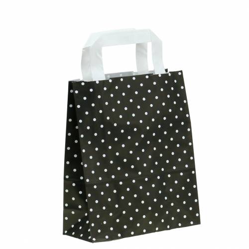 Floristik24 Torba papierowa czarna w kropki 22cm x 10cm x 31cm 25 sztuk