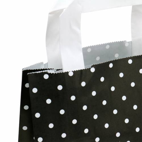 Floristik24 Torba papierowa czarna w kropki 18cm x 8cm x 22cm 25szt