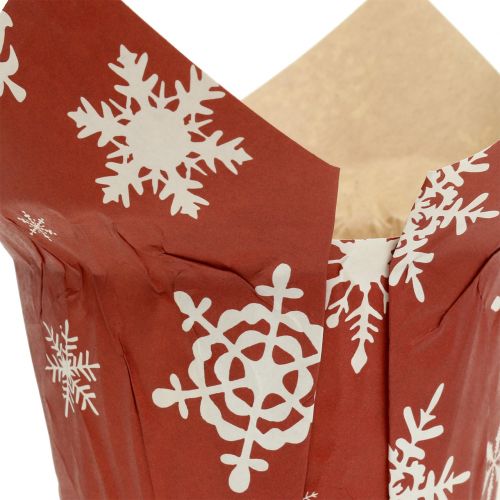 Produkt Papierowe doniczki z płatkami śniegu biało-czerwone Ø9cm 12szt.