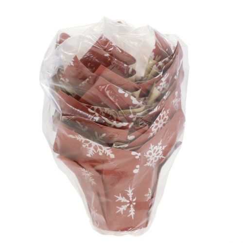 Floristik24 Doniczka papierowa w płatki śniegu czerwono-biała Ø6cm 12szt