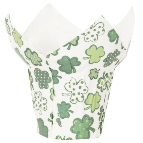 Doniczka papierowa z motywem koniczyny, dekoracja noworoczna, 12 cm, 12 sztuk | Floristik24.pl