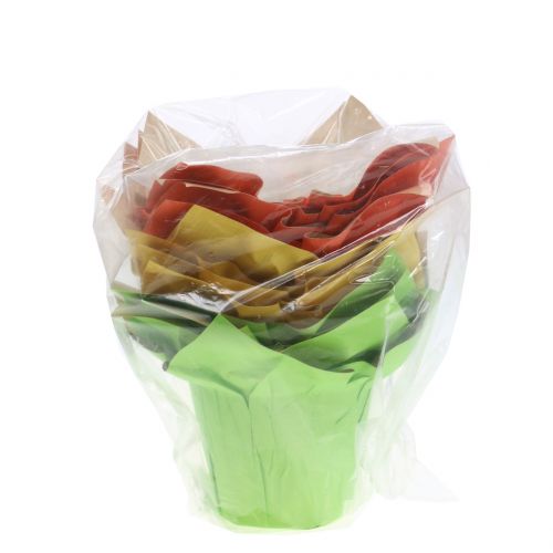 Floristik24 Doniczki papierowe zielone, pomarańczowe, żółte Ø12cm 12szt