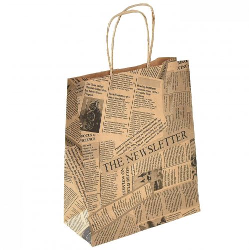 Floristik24 Torby papierowe torby papierowe torby na prezenty 18x9cm gazeta 50szt