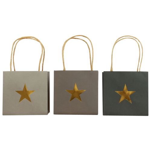 Produkt Torby papierowe z gwiazdką i uchwytem szare różne 10,5×10,5cm 9szt