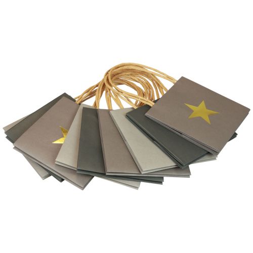 Produkt Torby papierowe z gwiazdką i uchwytem szare różne 10,5×10,5cm 9szt