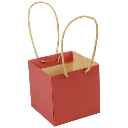 Floristik24 Torby papierowe czerwone z uchwytem torby upominkowe 10,5×10,5cm 8szt