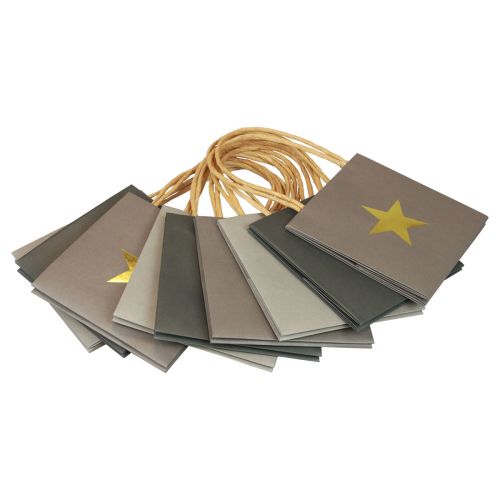 Produkt Torby papierowe z gwiazdką i uchwytem szare różne 12×12×12cm 9szt
