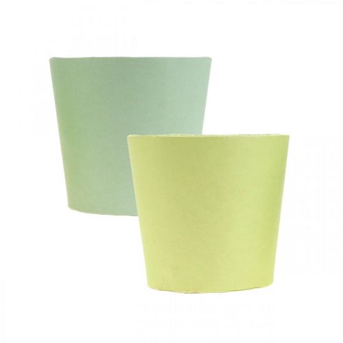 Produkt Doniczka papierowa, mini doniczka, cachepot niebieska/zielona Ø9cm H7,5cm 4szt