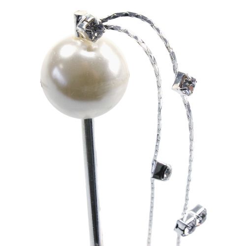 Floristik24 Igła do deko z główką perłową biała Ø15mm L12cm 6szt.