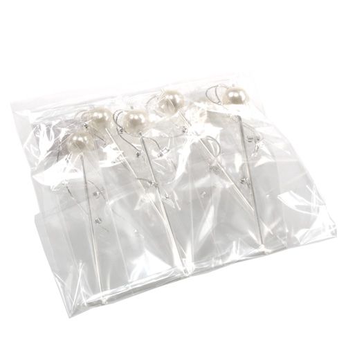 Floristik24 Igła do deko z główką perłową biała Ø15mm L12cm 6szt.