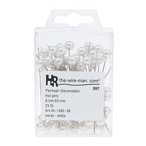 Produkt Igły z główką perłową białe Ø8mm L65mm 55 szt