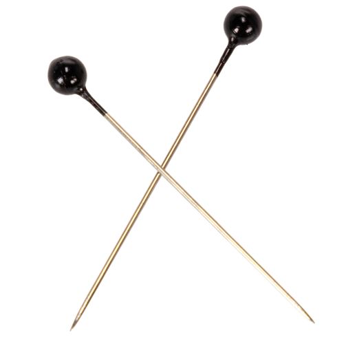 Czarne szpilki florystyczne z główką perłową, Ø4mm, 40mm, 150 sztuk | Floristik24.pl
