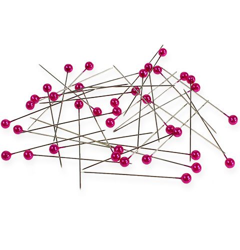 Floristik24 Igły z główką perłową Ø6mm 65mm różowe