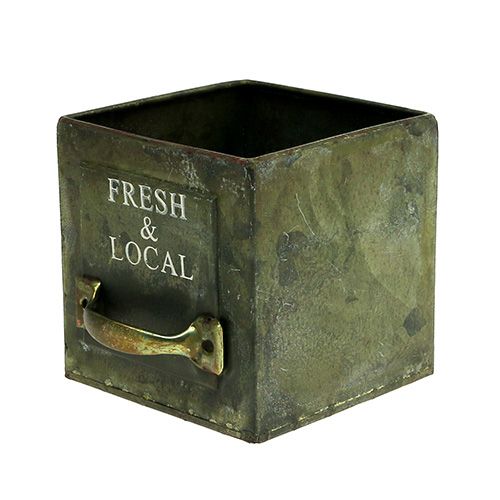 Floristik24 Roślina Szuflada Blacha Zestaw 3 Antyczna Zieleń