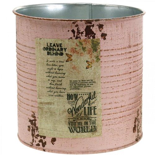 Floristik24 Doniczka stare różowe pudełko ozdobne metalowe vintage Ø15,5cm W15cm