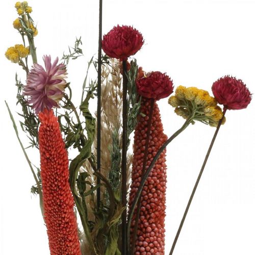 Produkt Bukiet z suszonych kwiatów z kwiatami łąkowymi różowy zestaw DIY H30-35cm