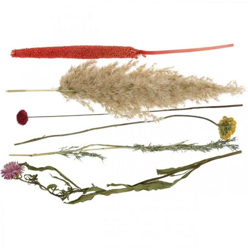 Produkt Bukiet z suszonych kwiatów z kwiatami łąkowymi różowy zestaw DIY H30-35cm