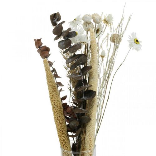 Bukiet suszonych kwiatów z białym eukaliptusowym pudełkiem DIY H30-35cm